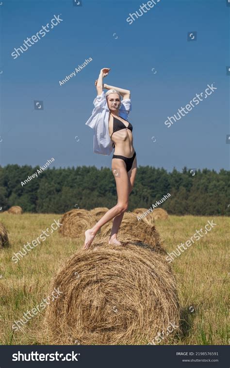 Sexy Blonde Woman Bikini White Shirt Stock Photo Shutterstock