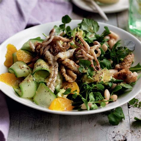 Grilled Squid Watercress And Orange Salad Healthy Food Guide