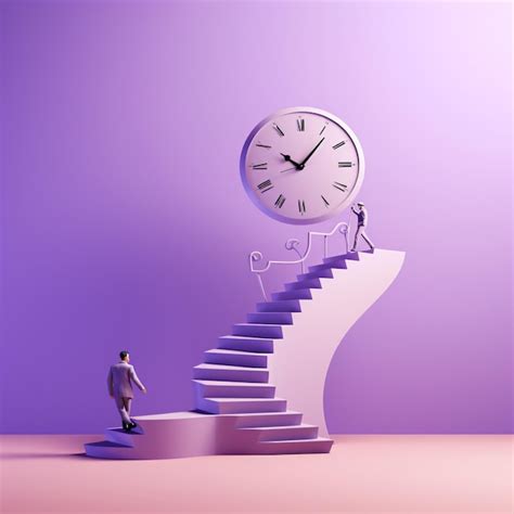 Premium AI Image Man Walking Up Stairs To Clock