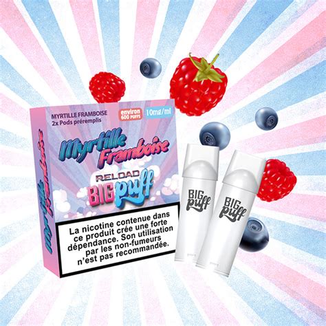 Pack Vorgef Llte Einweg Patronen Reload Myrtille Framboise Big Puff