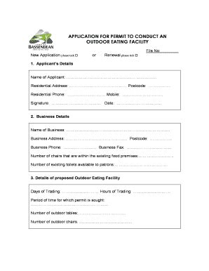 Fillable Online Application For Permit To Conduct An Outdoor Eating