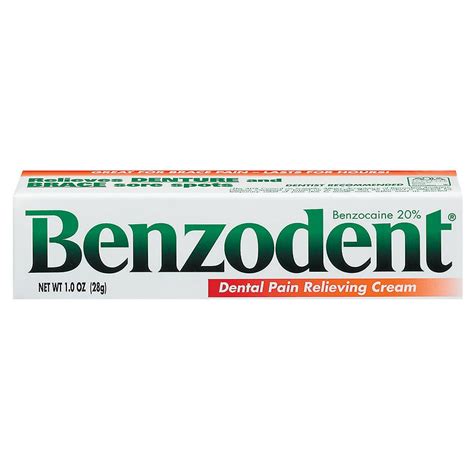 Benzodent Denture Pain Relieving Cream, Benzocaine 20% | Walgreens