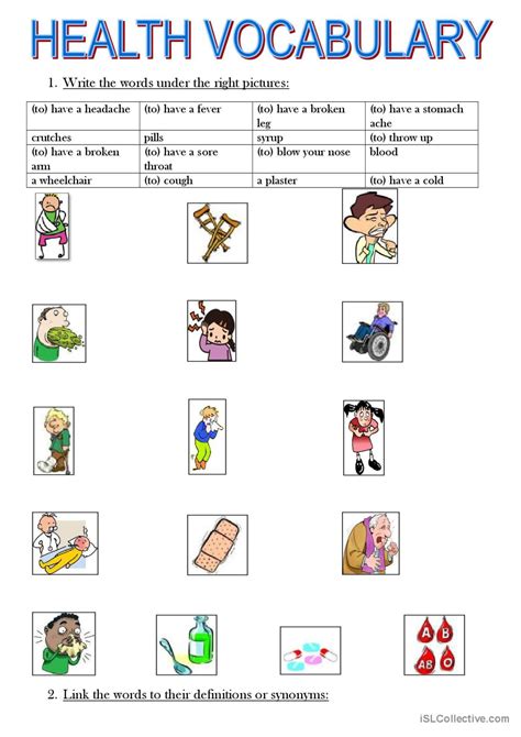 Health Vocabulary English Esl Worksheets Pdf Doc