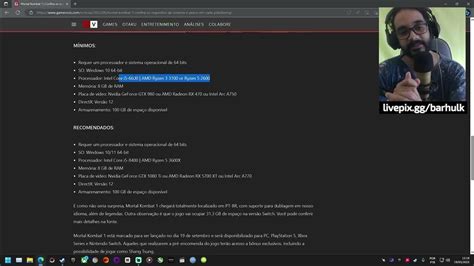 Mas JÁ Requisitos Minimos E Recomendados E O PreÇo Do Mortal Combat 1 Para Pc Youtube