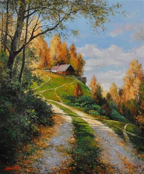 Art Emil Ciubotaru Autumn Landscape Countryside Paintings