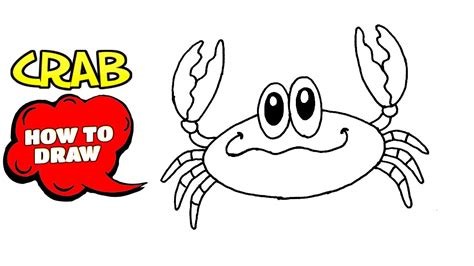 How To Draw A Crab Step By Step Easy Cartoon Crab Drawing Youtube