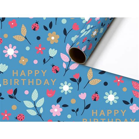 Geschenkpapier Bring Joy Papier Blau B 70 T 200 Cm LIVIQUE