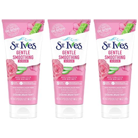 Pack Of 3 St Ives Gentle Smoothing Rosewater And Aloe Vera Facial Scrub 6oz