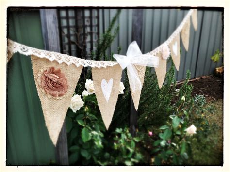 Vintage Burlap And Lace Bunting Etsy