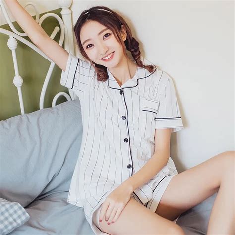 Foply Japanese Sweet Pyjamas Women Cotton Summer Short Sleeves Pajama