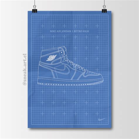 Sneaker Poster Blueprint of a Air Jordan 1 | sneak.art.el