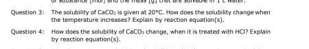 Solved Question The Solubility Of Caco Is Given At C Chegg