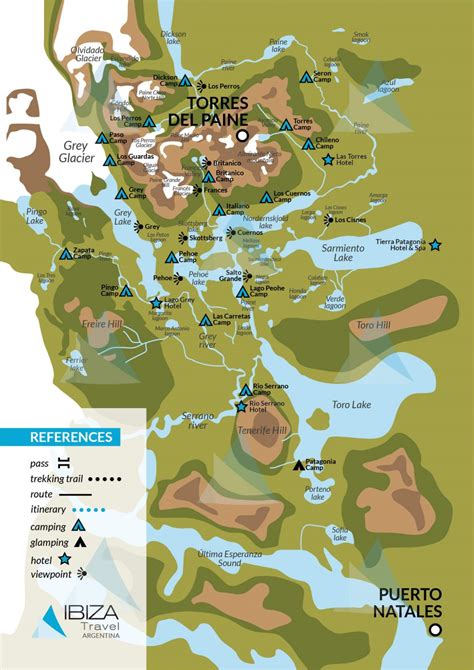 Torres Del Paine Map Travel Guide I Travel Argentina