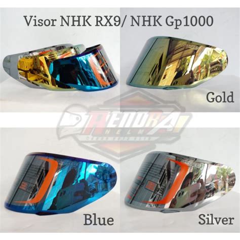 Jual Visor Kaca Helm NHK Gp1000 Rx9 Iridium Blue Gold Silver Merek