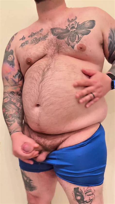Sexy Chubby Hairy Bear In Blue Underwear Epic Cumshot Gay Man Porn Feat TattedRockerBear