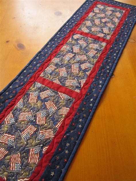 Patriotic Flags Quilted Table Runner