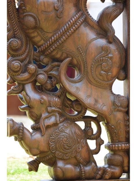 The Mythical Yazhi Wall Pillar Pair Wood Carving Art Wooden