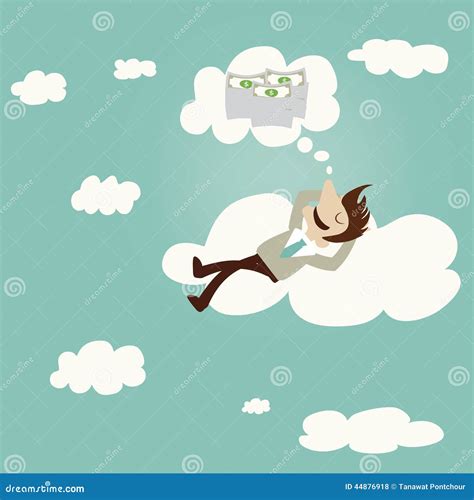 Business Man Dreaming About Money On Cloud Stock Vector Illustration