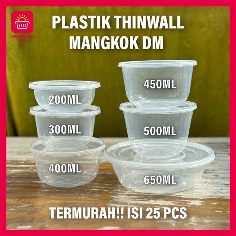 Jual THINWALL MANGKOK ISI 25 PCS MANGKUK PLASTIK BULAT DATAR Thinwall