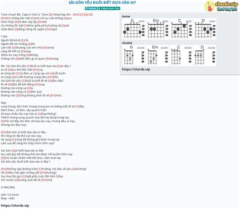 Chord SÀi GÒn YẾu ĐuỐi BiẾt DỰa VÀo Ai Tab Song Lyric Sheet Guitar Ukulele Chords Vip