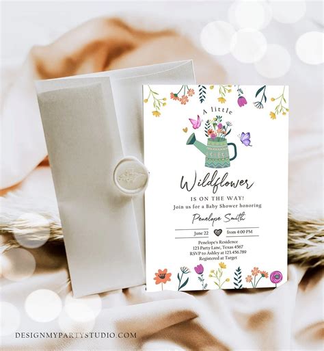 Invitations Announcements Paper Editable Butterfly Baby Shower