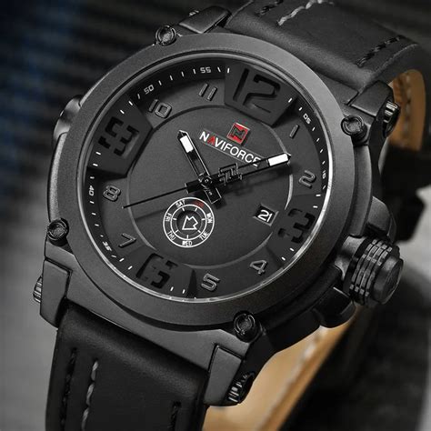 2017 New Fashion Mens Watches Naviforce Militray Sport Quartz Men Watch Leather Waterproof Male