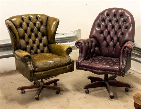 Lot Two Button Back Swivel Desk Chairs