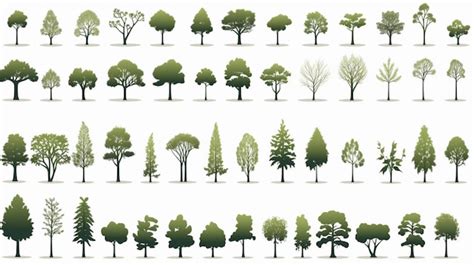 Premium Vector A Collection Of Trees And Shrubs Vector Art Illustration