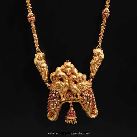 Antique Gold Ruby Long Chain South India Jewels