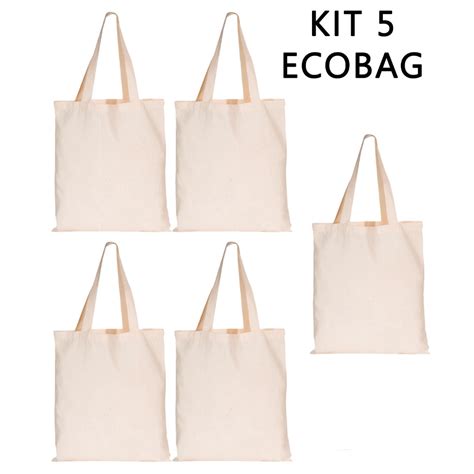 Kit 5 ECOBAG 32x38cm GRANDE bolsa ecológica sacola Lisa 100