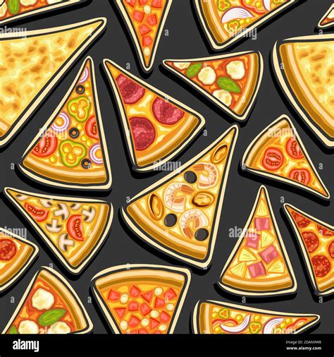 Vector Pizza Seamless Pattern Square Repeating Pizza Background Group