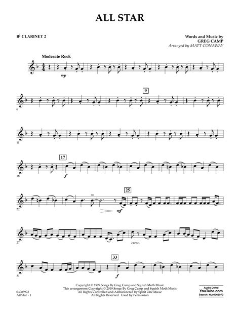 All Star Arr Matt Conaway Bb Clarinet 2 By Smash Mouth Sheet Music