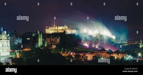 Edinburgh Castle Fireworks Panorama, Scotland Stock Photo - Alamy