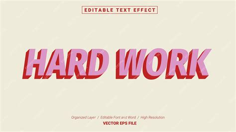 Premium Vector Editable Hard Work Font Typography Template Text