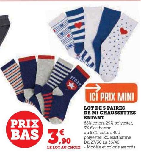 Promo Lot De 5 Paires De Mi Chaussettes Enfant Chez Hyper U ICatalogue Fr