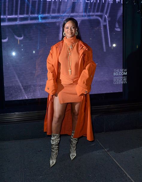 Rihanna Braless In Short Orange Dress Hot Celebs Home