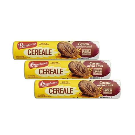 Biscoito Bauducco Cereale Cacau Aveia E Mel Kit 3 Biscoito Bolacha