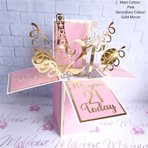 Personalised Pink Pop Up Happy 21st Birthday Card In A Box Etsy