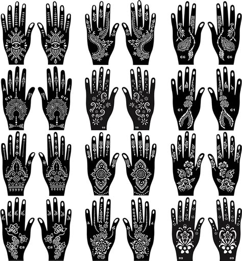 Amazon Henna Tattoo Stencils Kit For Hand 24 Sheets Indian