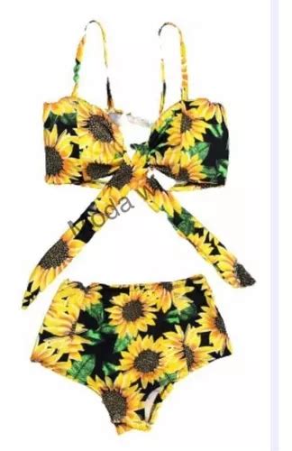 Kit Biquíni Hot Pant Girassol Cintura Alta Bojo Frete grátis