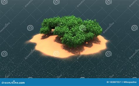 Tropical Island In The Ocean D Rendering Stock Illustration