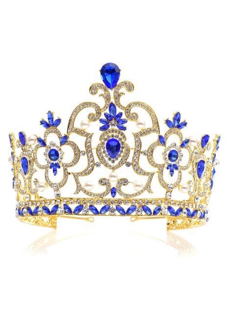 Blue Crown Tiara Super High Baroque Crystal Crown