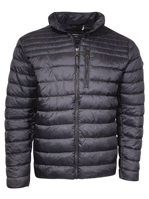 Calvin Klein Mens Packable Water Resistant Zip Front Black Puffer