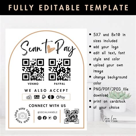 Editable Scan To Pay Template Qr Code Sign Business Shop Signs