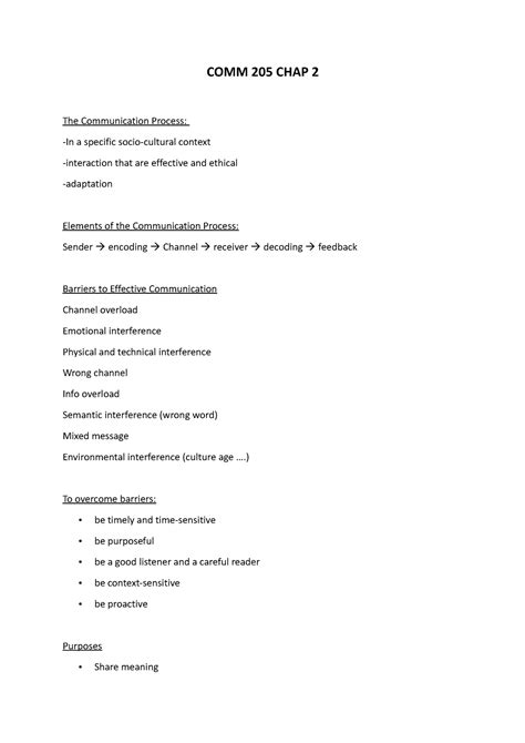 Comm 205 Chap 2 Comm205 Comm 205 Chap 2 The Communication Process