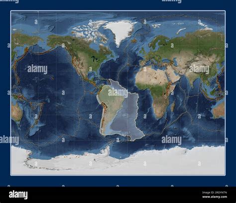 Placa Tectónica Sudamericana En El Mapa Satelital Blue Marble En La Proyección Estereográfica