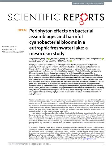 (PDF) Periphyton effects on bacterial assemblages and harmful ...