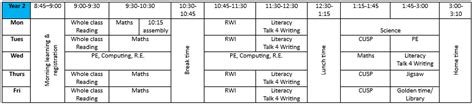 Springfield Infant School And Nursery Timetables