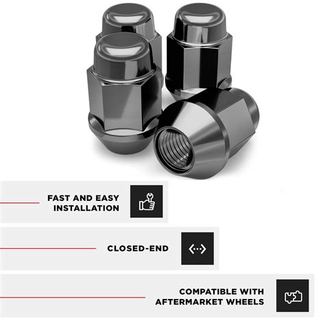 White Knight 1704sbk 4 Black 12 20 Bulge Acorn Lug Nut 4 Pack X 4