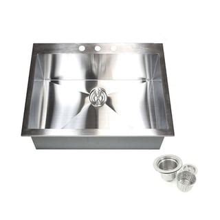 25 Inch 16 Gauge Stainless Steel Single Bowl Topmount Drop In Zero